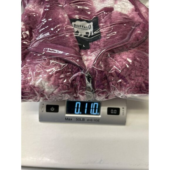 Buffalo Outdoors Womens Large Sherpa Fleece Pullover Jacket Purple/White Tie-Dye - Picture 9 of 9